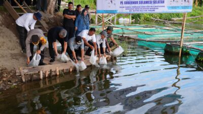 Pj Gubernur Sulsel Kunjungi Bangsal Pasca Panen, Tebar Benih Ikan dan Inseminasi Buatan