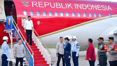 Pj. Gubernur Sultra Sambut Kedatangn Presiden RI di Lanud Haluoleo
