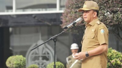 Pj Gubernur Agus Fatoni memimpin Apel Melepas Purna Tugas Sekretaris Daerah Provinsi Sumatera Utara 