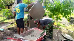 Satgas TMMD Kodim 1708/BN dan Warga Bangun Tugu Prasasti Simbol Kemanunggalan TNI-Rakyat