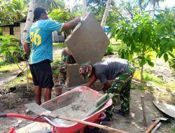 Satgas TMMD Kodim 1708/BN dan Warga Bangun Tugu Prasasti Simbol Kemanunggalan TNI-Rakyat