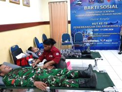Peduli Kemanusiaan, Personel Kodim 1708/BN Ikut Donor Darah Peringati HUT 70 Puspenerbal