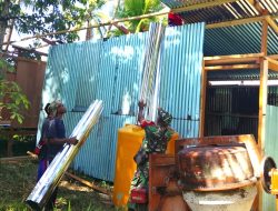 Babinsa Bantu Pembangunan Camp Pekerja Kampung Nelayan