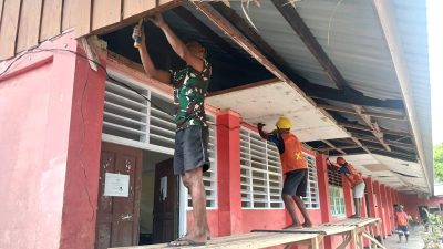 Kodim 1708/BN Rehabilitasi Gedung SMKN Pertanian Biak
