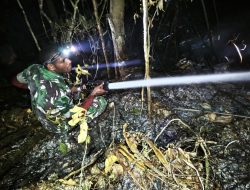 Personel Kodim 1708/BN Bersama Tim Gabungan Padamkan Kebakaran Hutan di Bosnik